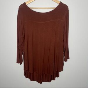 Philosophy Pleat back Long Sleeve Crew Neck Top (1X-Large)